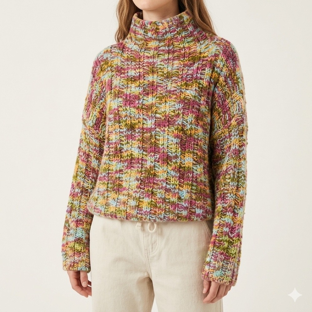 Lelis Collection Womens Size S Chunky Knit Pullover Sweater Multicolor Acrylic